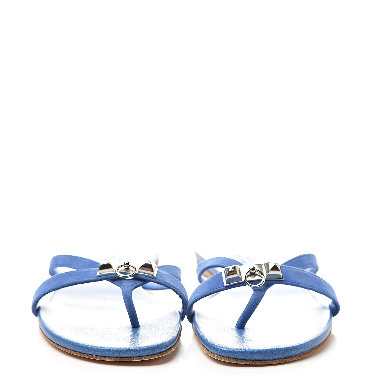 Hermes Suede Nappa Corfou Sandals 37 Bleu 2 of 11