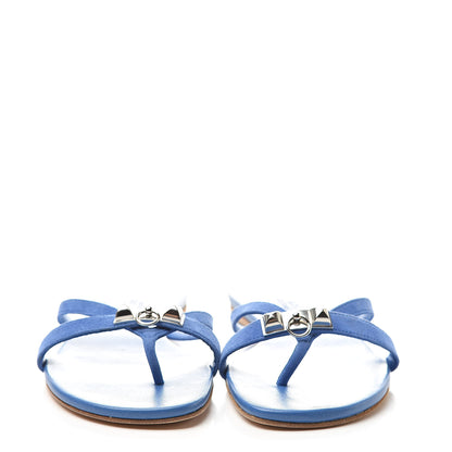 Hermes Suede Nappa Corfou Sandals 37 Bleu 2 of 11