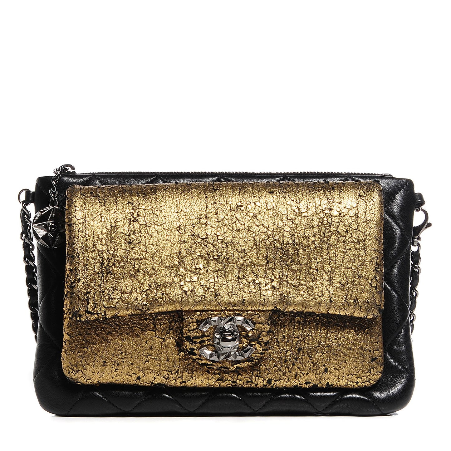 Lambskin Mineral Nights Wristlet Gold Black
