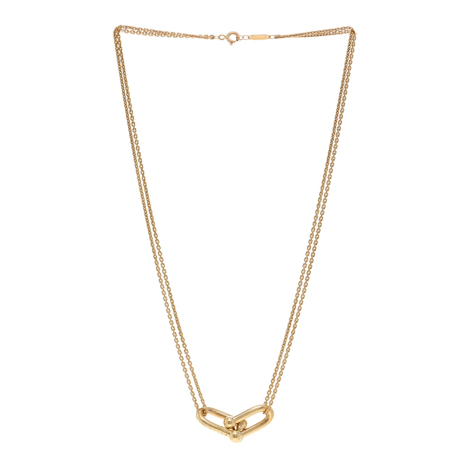 Tiffany 18K Yellow Gold HardWear Double Link Pendant Necklace 3 of 4