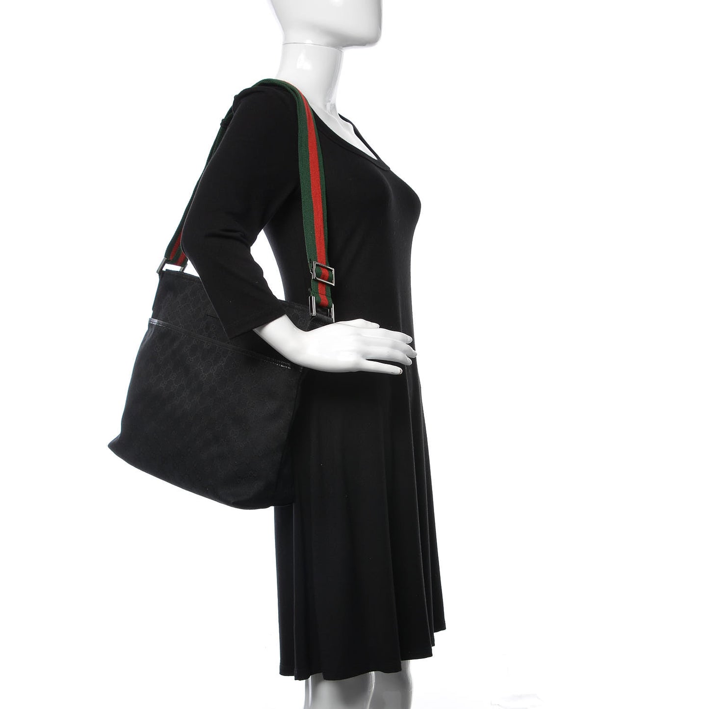 Monogram Web Medium Flat Messenger Bag Black