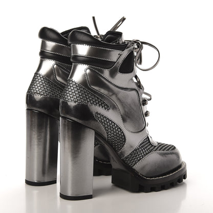 Louis Vuitton Metallic Calfskin Technical Fabric Digital Gate Ankle Boots 38 Silver 4 of 8