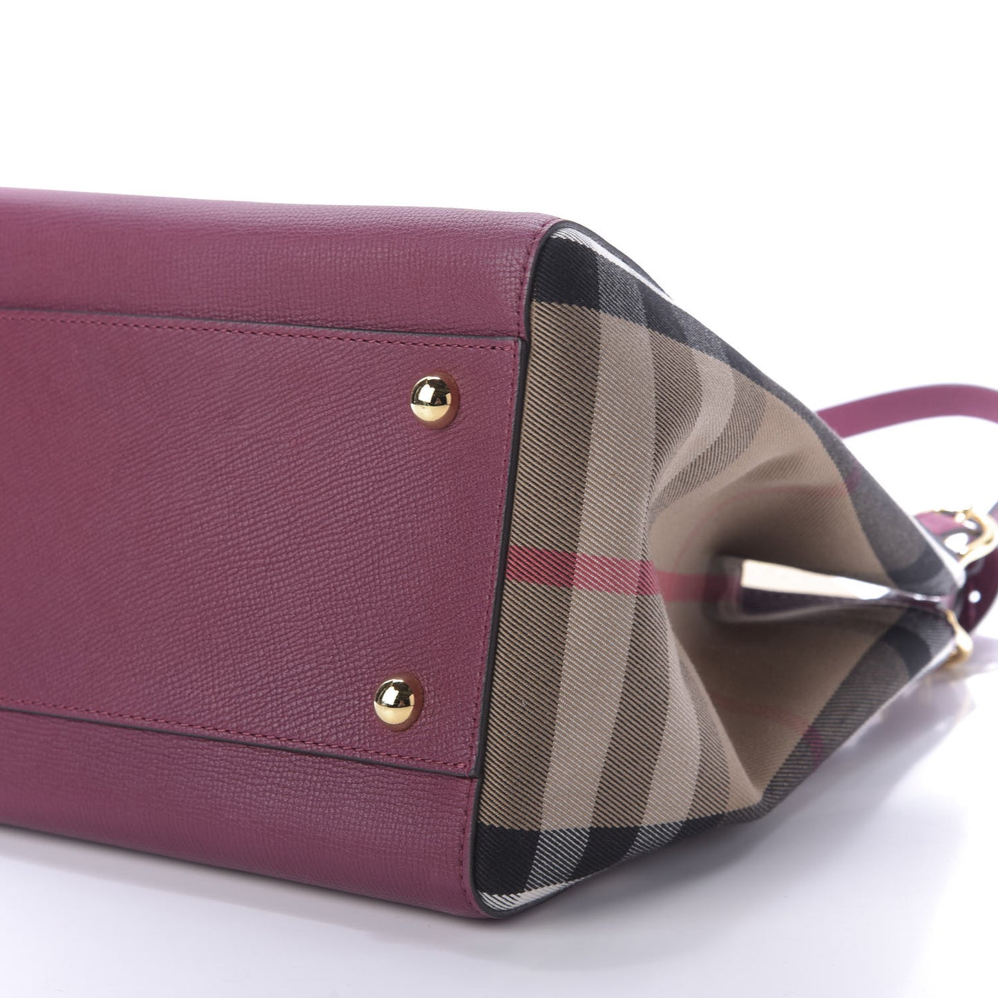 Grainy Calfskin House Check Small Canterbury Tote Berry Pink