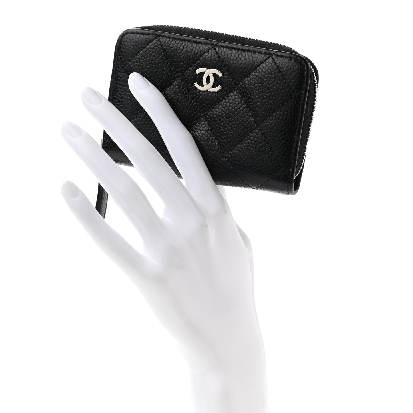 Caviar Quilted Zip Coin Purse Black