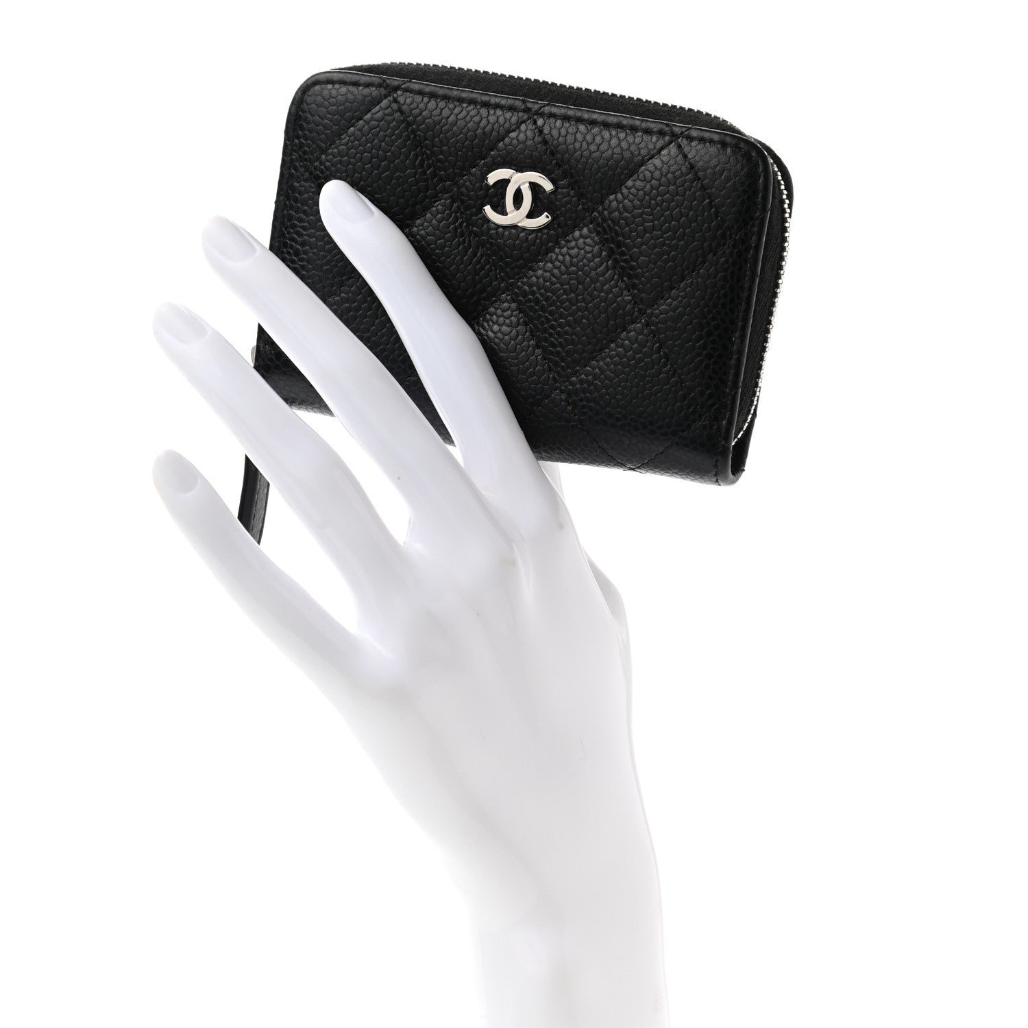 Chanel Caviar Quilted Zip Coin Purse Black 2 of 8