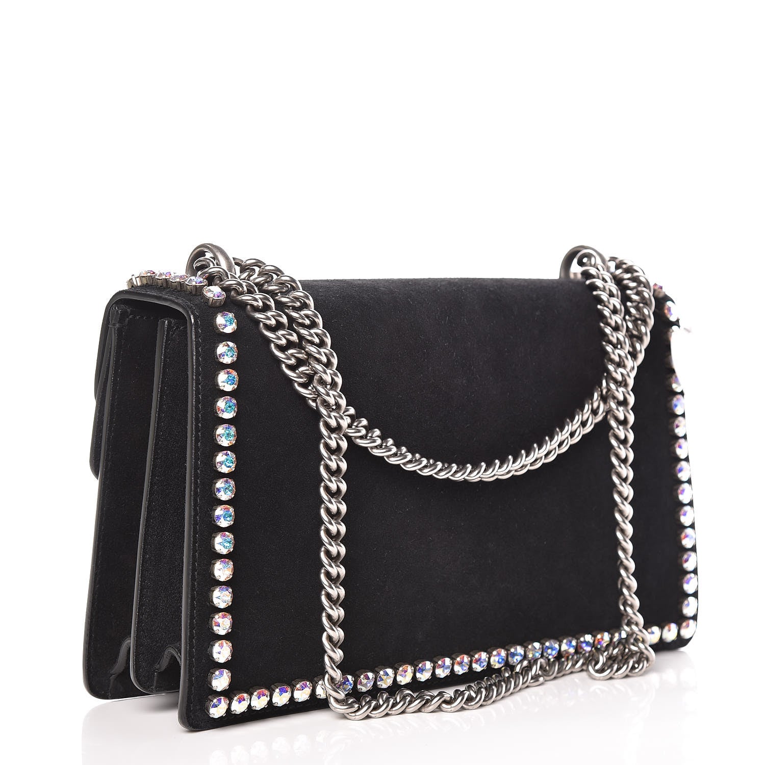 Gucci Suede Crystal Small Dionysus Shoulder Bag Black 3 of 10