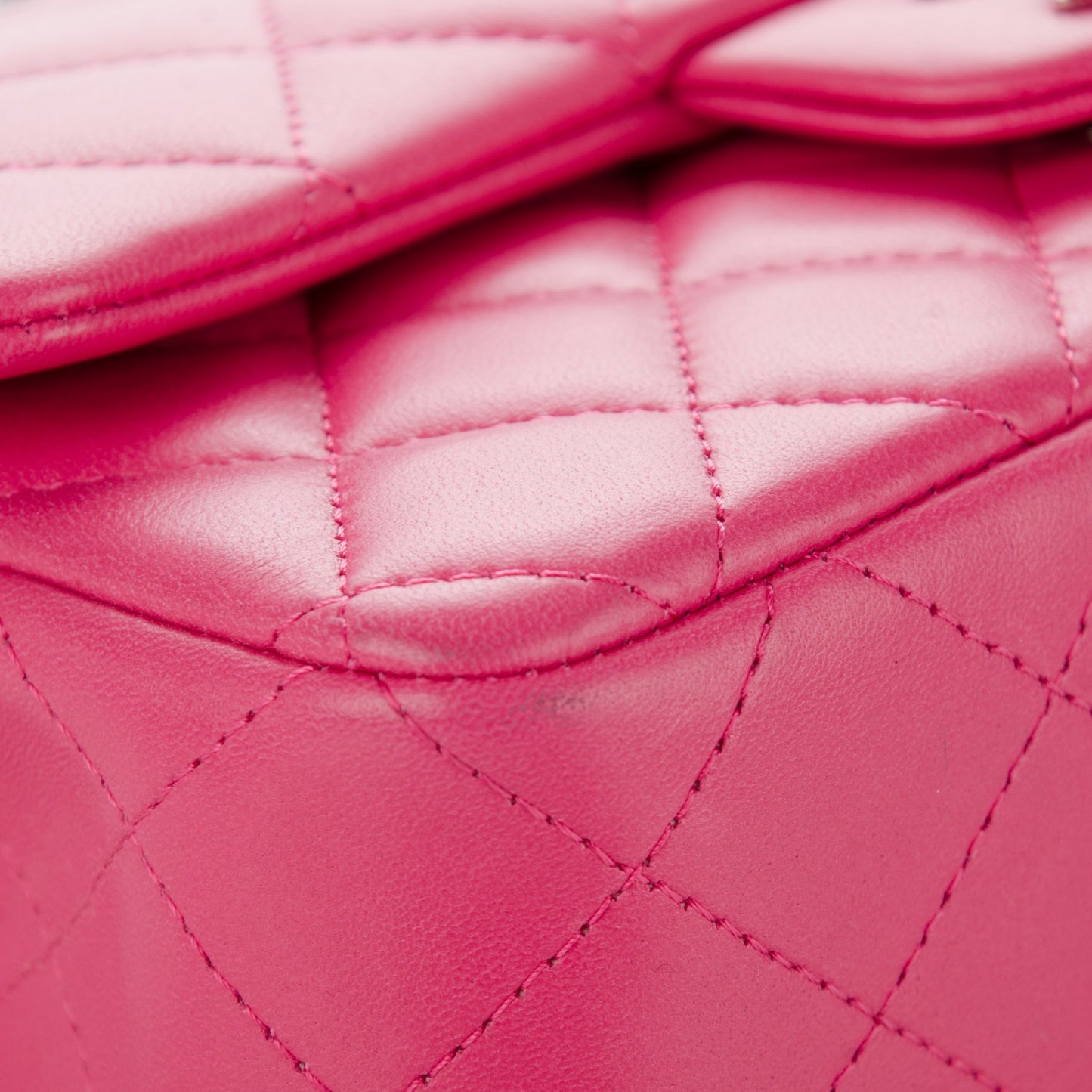 Lambskin Quilted Mini Rectangular Flap Dark Pink