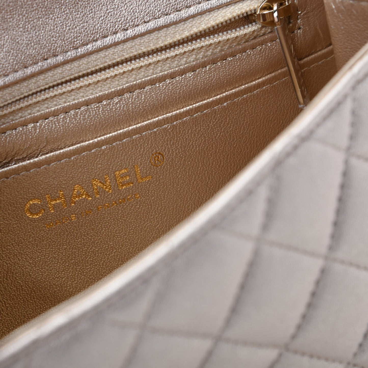 Metallic Lambskin Quilted Mini Square Flap Gold
