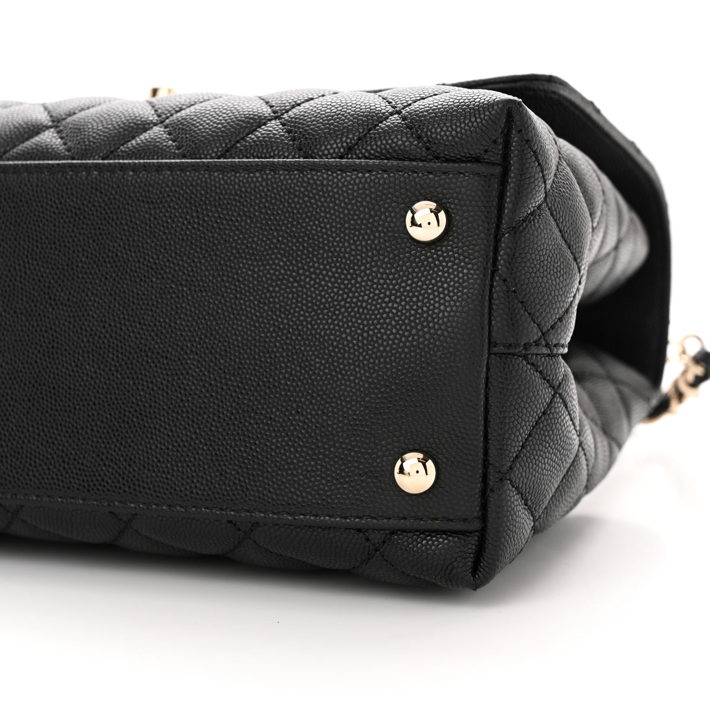 Caviar Quilted Small Coco Handle Flap Black