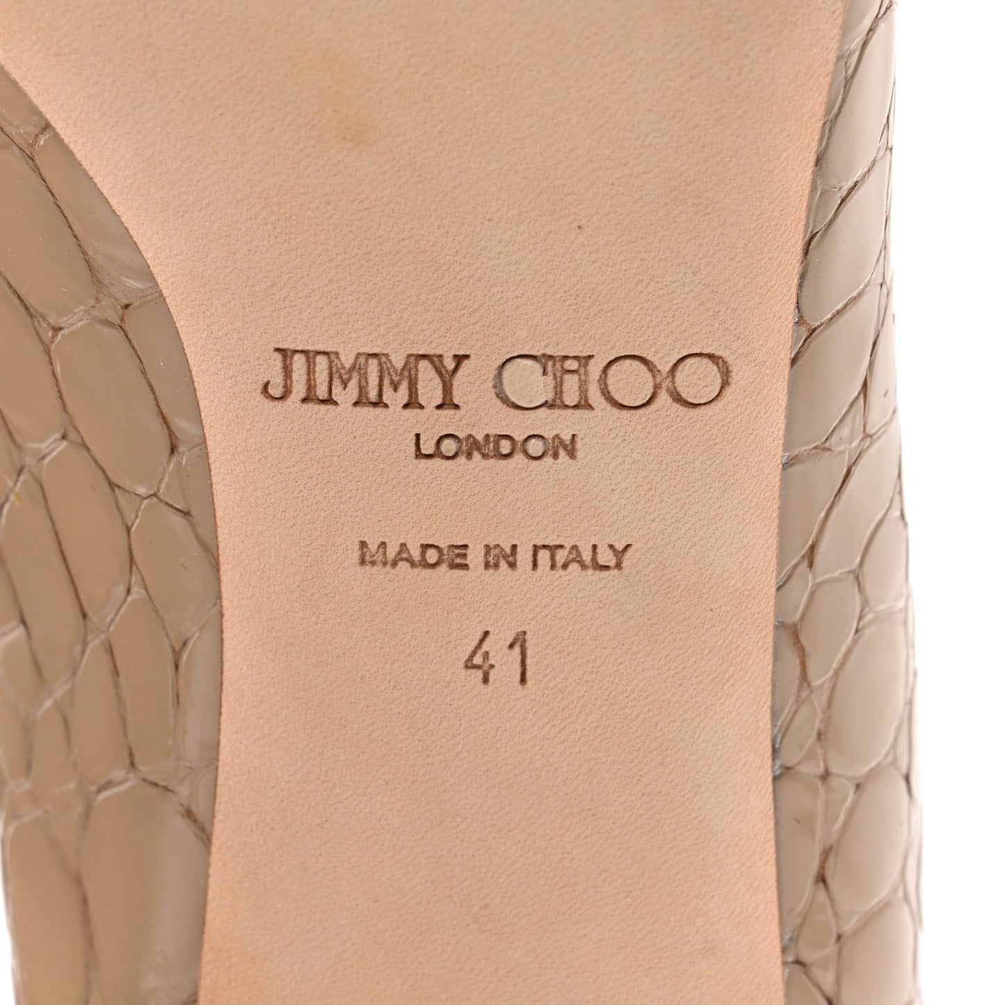 Crocodile Embossed Peep Toe Pumps 41 Nude