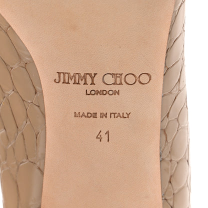Jimmy Choo Crocodile Embossed Peep Toe Pumps 41 Nude 6 of 8
