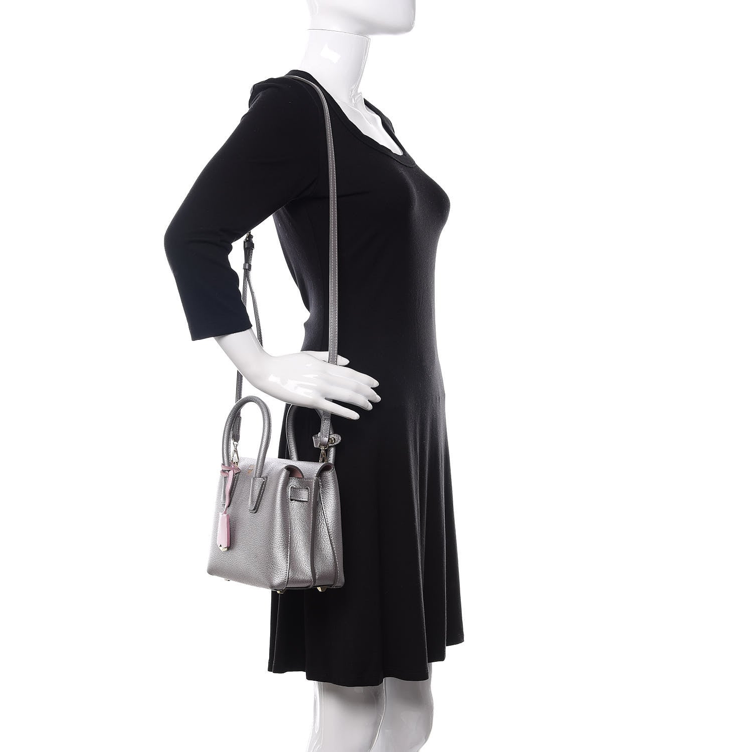 MCM Metallic Grained Calfskin Mini Milla Tote Spike Silver 2 of 15