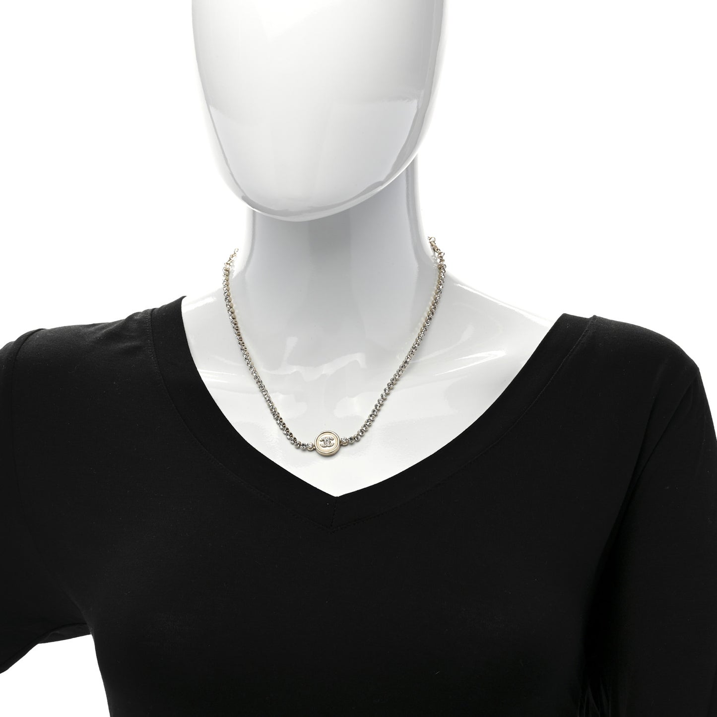 Crystal CC Chain Short Necklace Gold