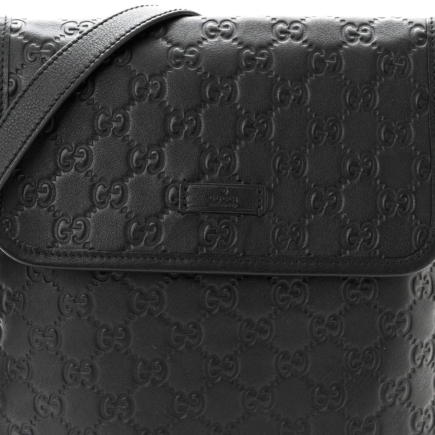 Gucci Guccissima Small Flap Messenger Bag Black 8 of 12