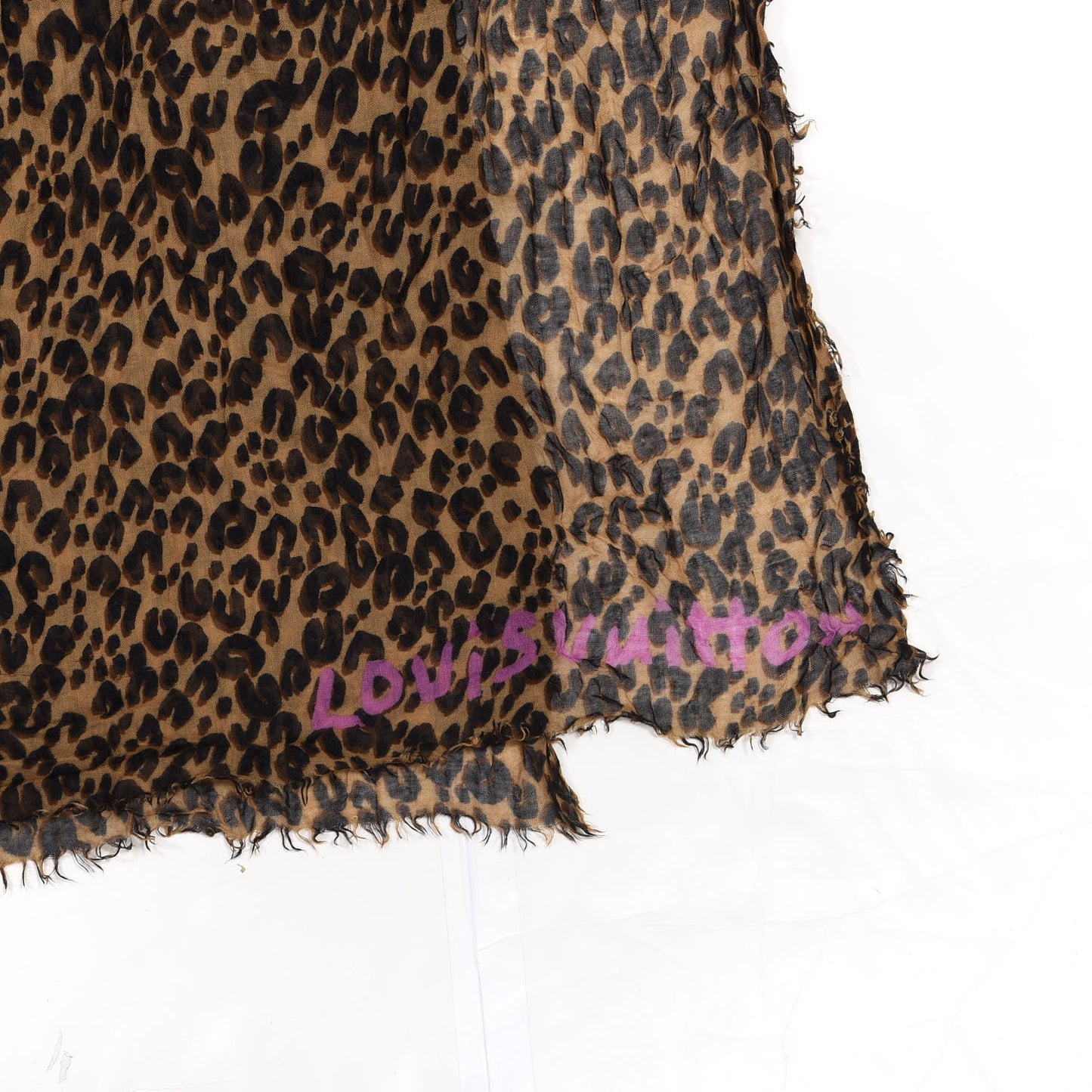 Cashmere Silk Leopard Etole Stole Marron