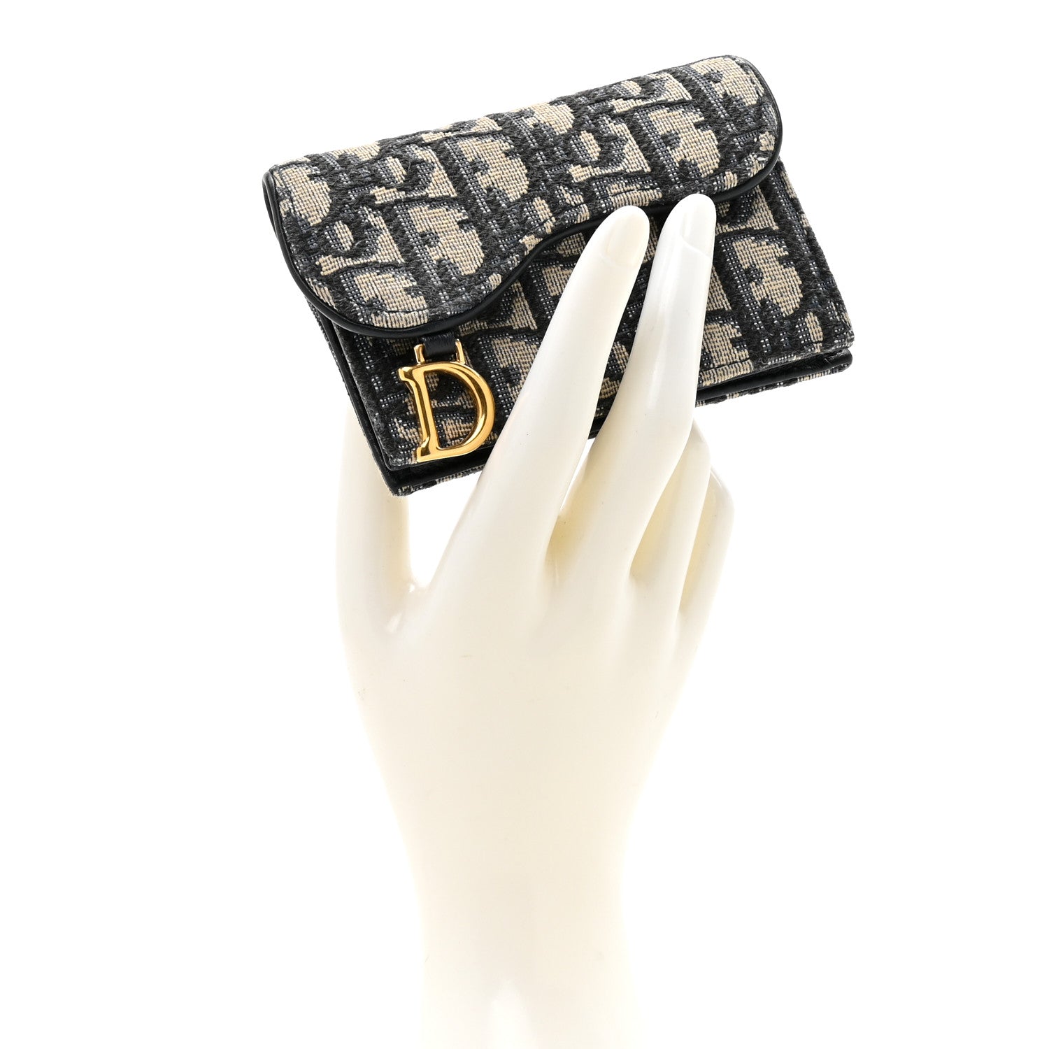 Christian Dior Oblique Saddle Card Holder Blue 2 of 8