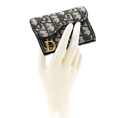 Christian Dior Oblique Saddle Card Holder Blue 2 of 8