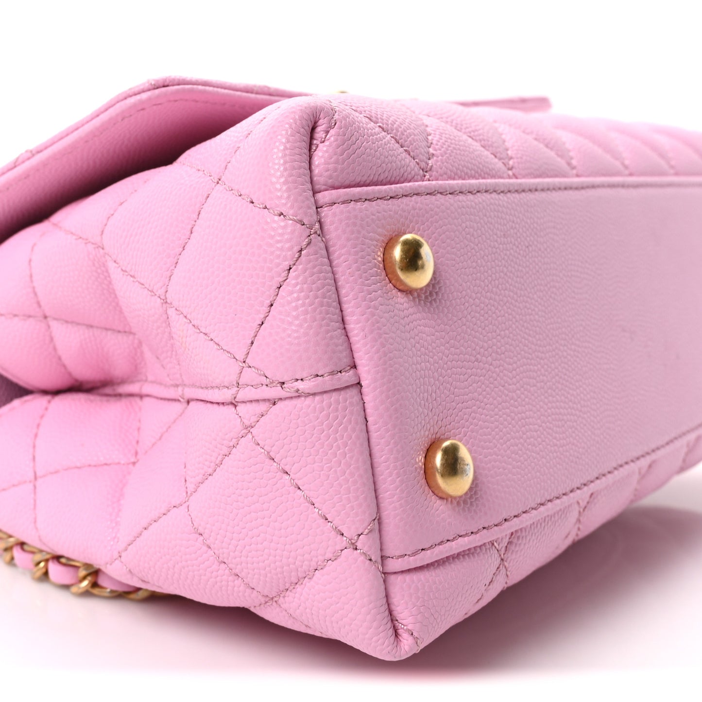 Caviar Quilted Mini Coco Chain Handle Flap Pink