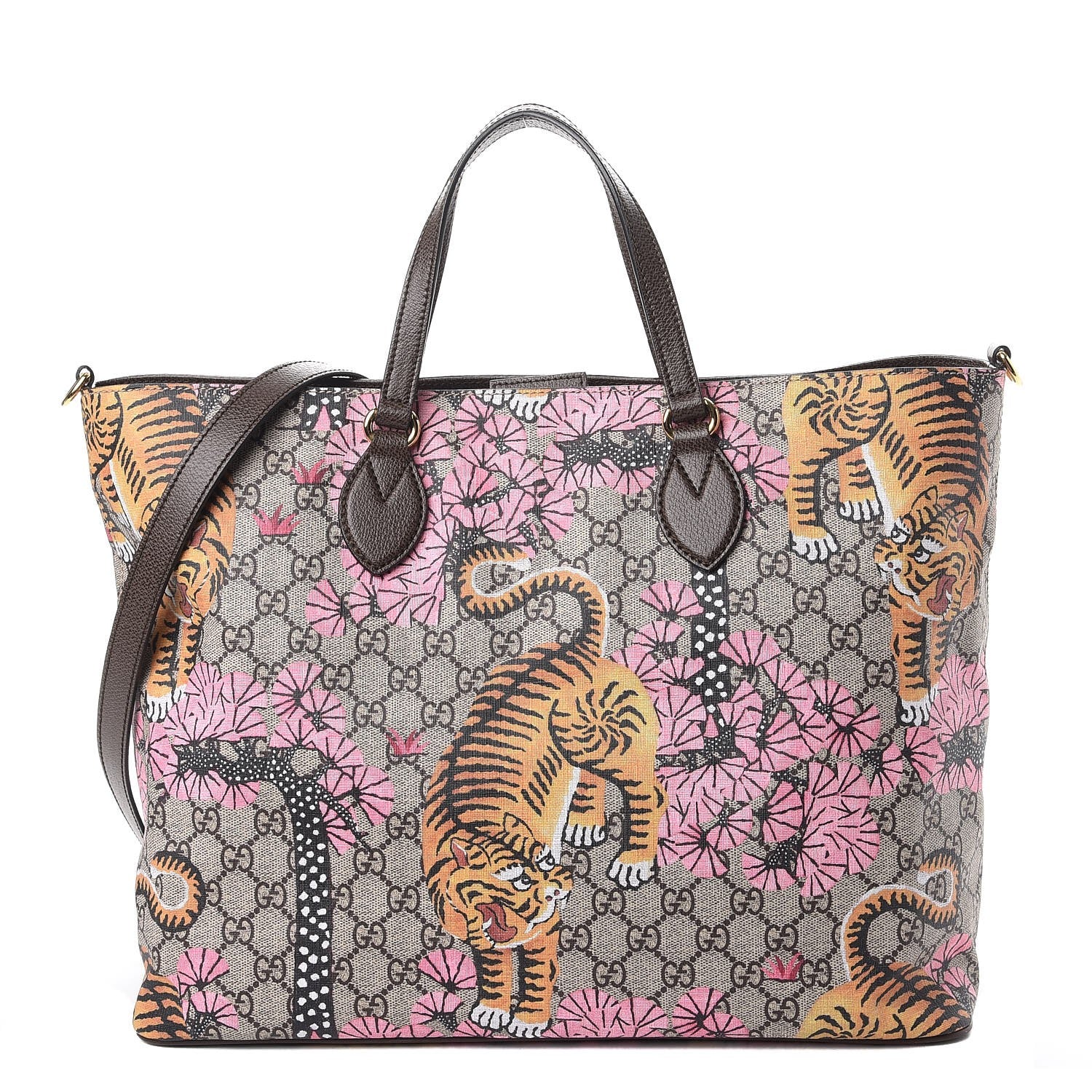 Gucci Soft GG Supreme Monogram Bengal Medium Crossbody Tote Beige Pink 1 of 7