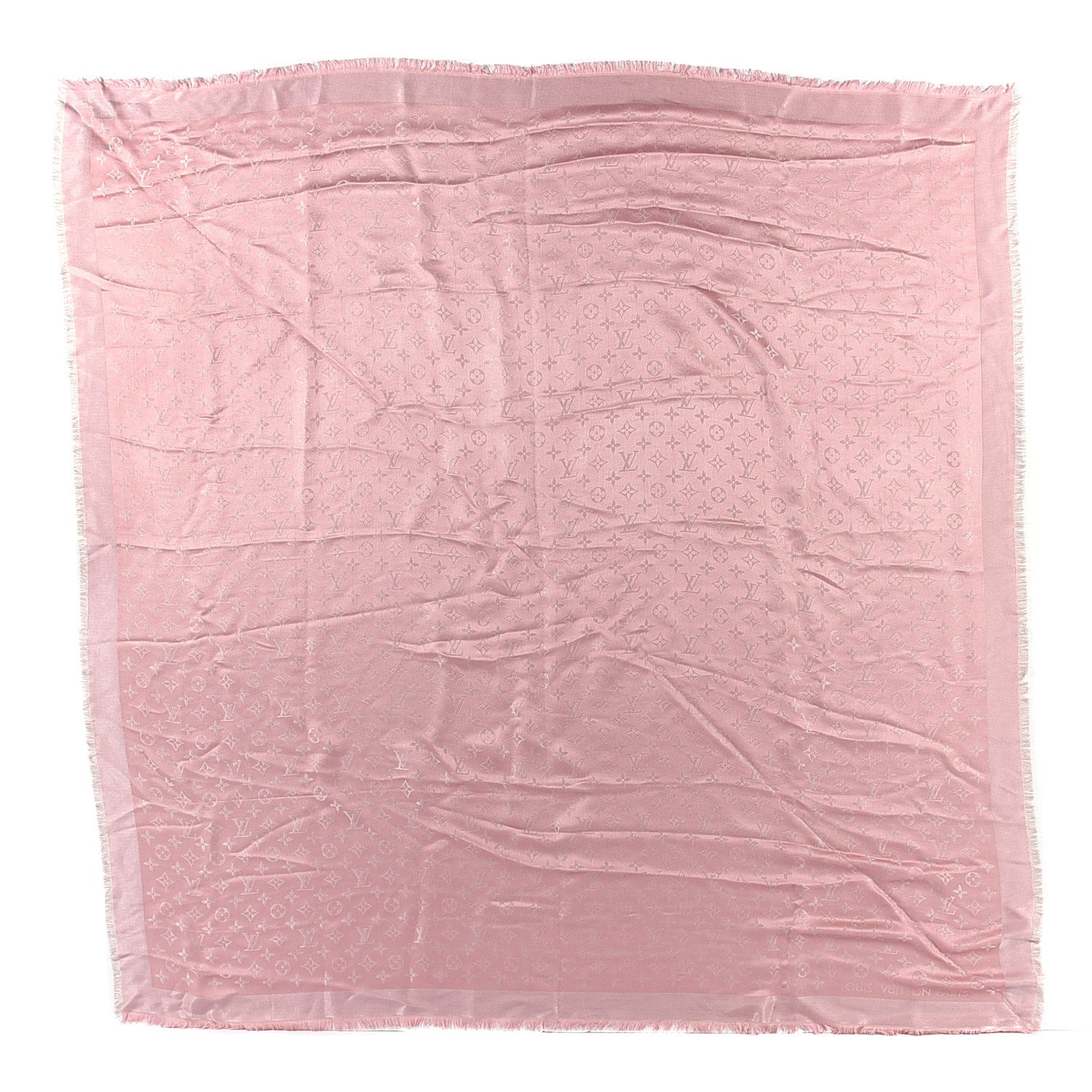 Louis Vuitton Silk Lurex Wool Monogram Shine Shawl Rose Velours 1 of 3