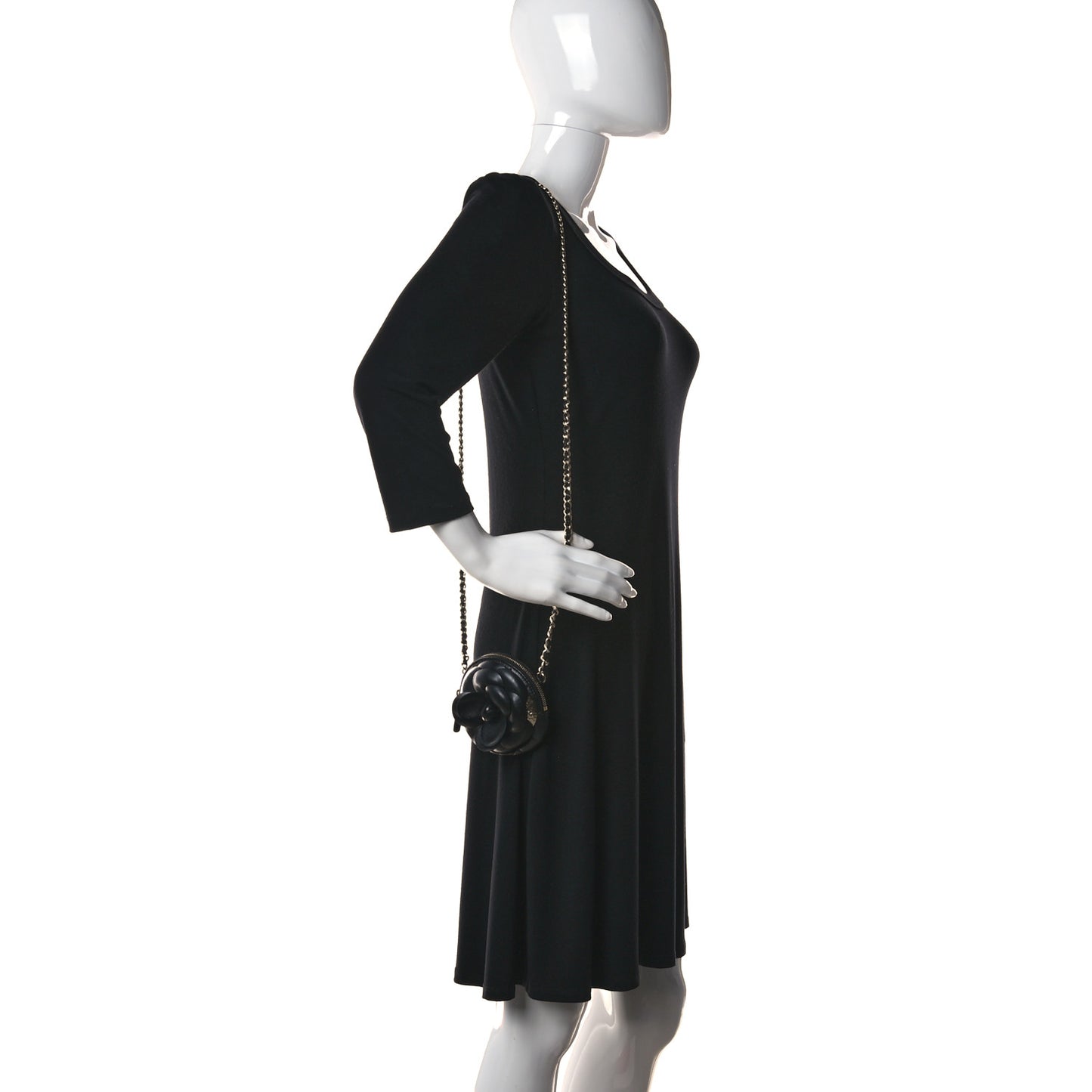 Lambskin Mini Camellia Bouquet Clutch With Chain Black