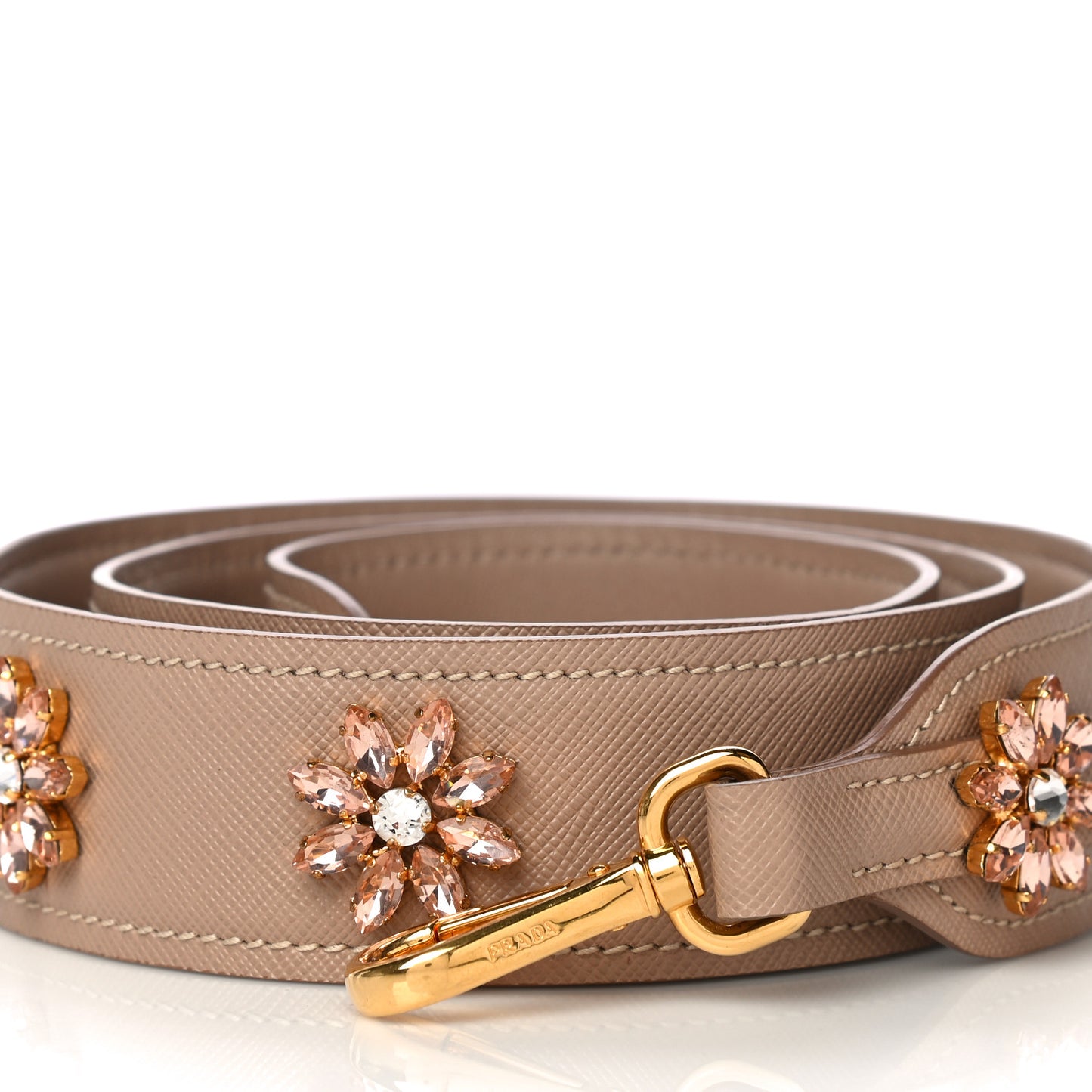 Saffiano Crystal Flower Shoulder Strap Cammeo