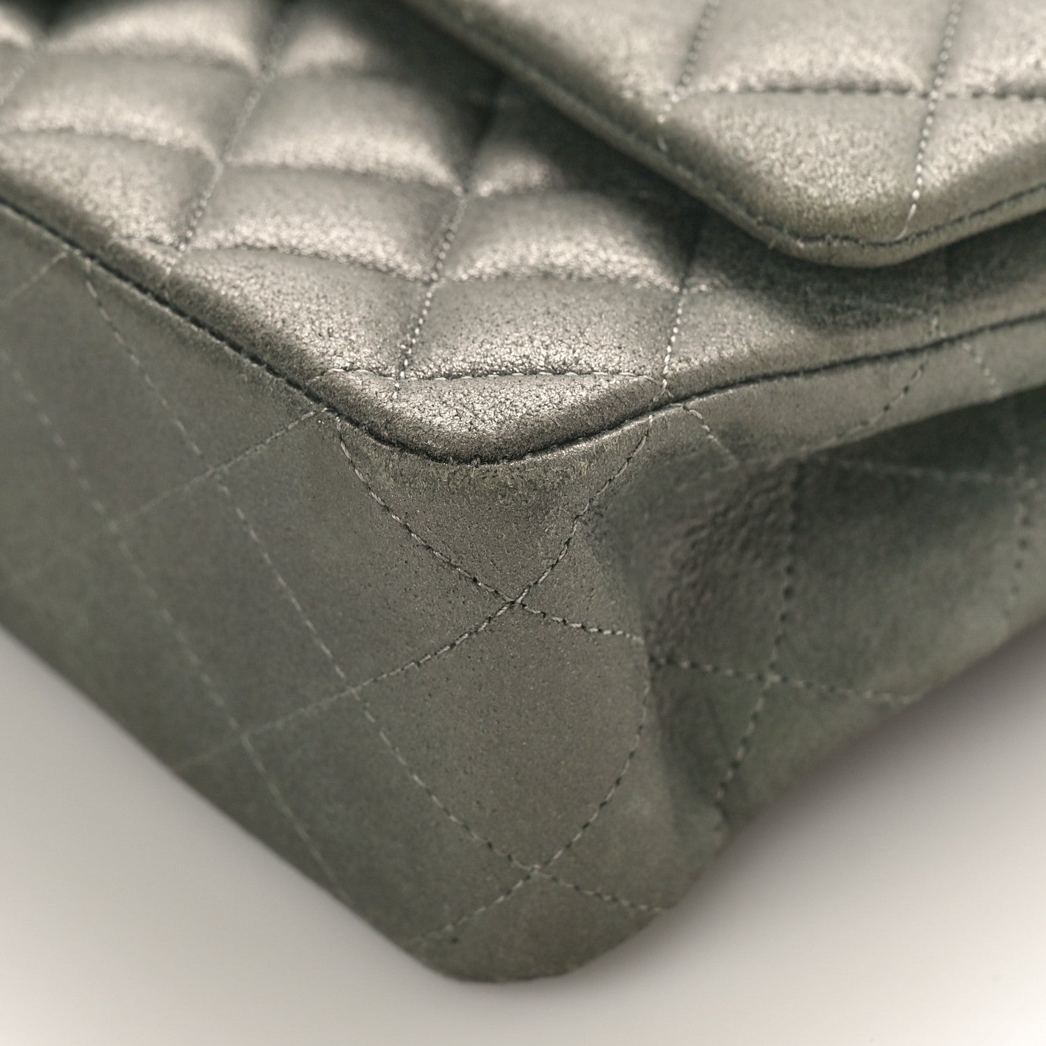 Chanel Iridescent Lambskin Quilted Medium Double Flap Charcoal Grey 9 of 11