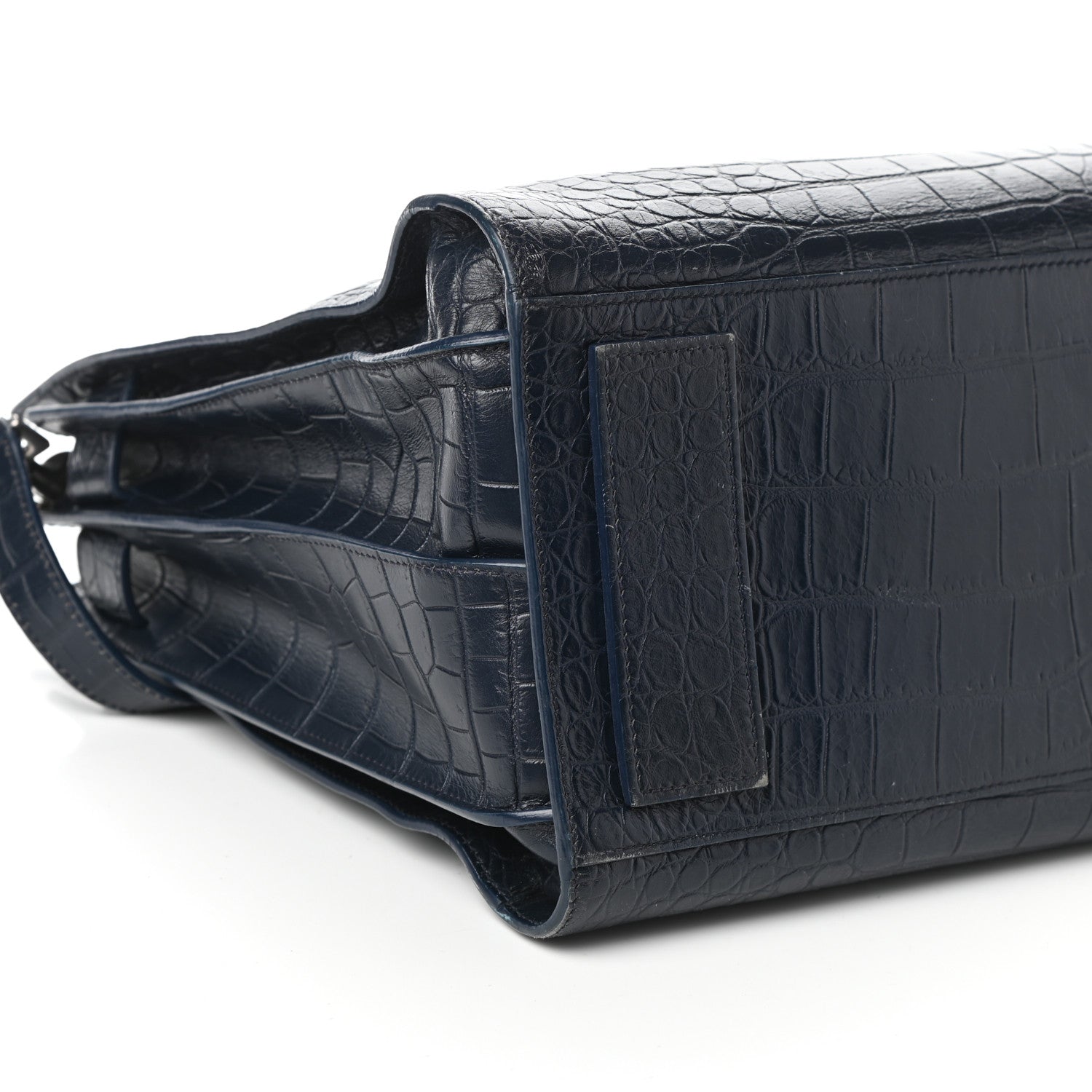 Saint Laurent Calfskin Crocodile Embossed Medium Souple Sac De Jour Medium Blue 8 of 9