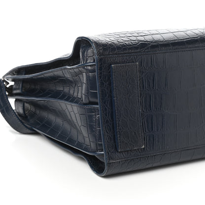 Saint Laurent Calfskin Crocodile Embossed Medium Souple Sac De Jour Medium Blue 8 of 9