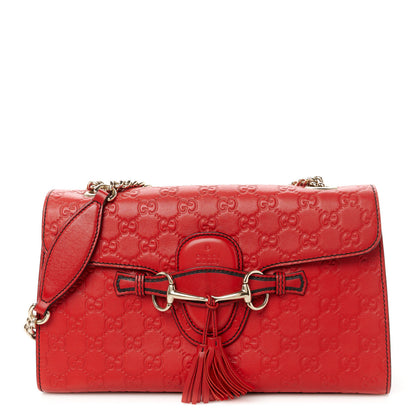 Gucci Guccissima Medium Emily Chain Shoulder Bag Red 1 of 11