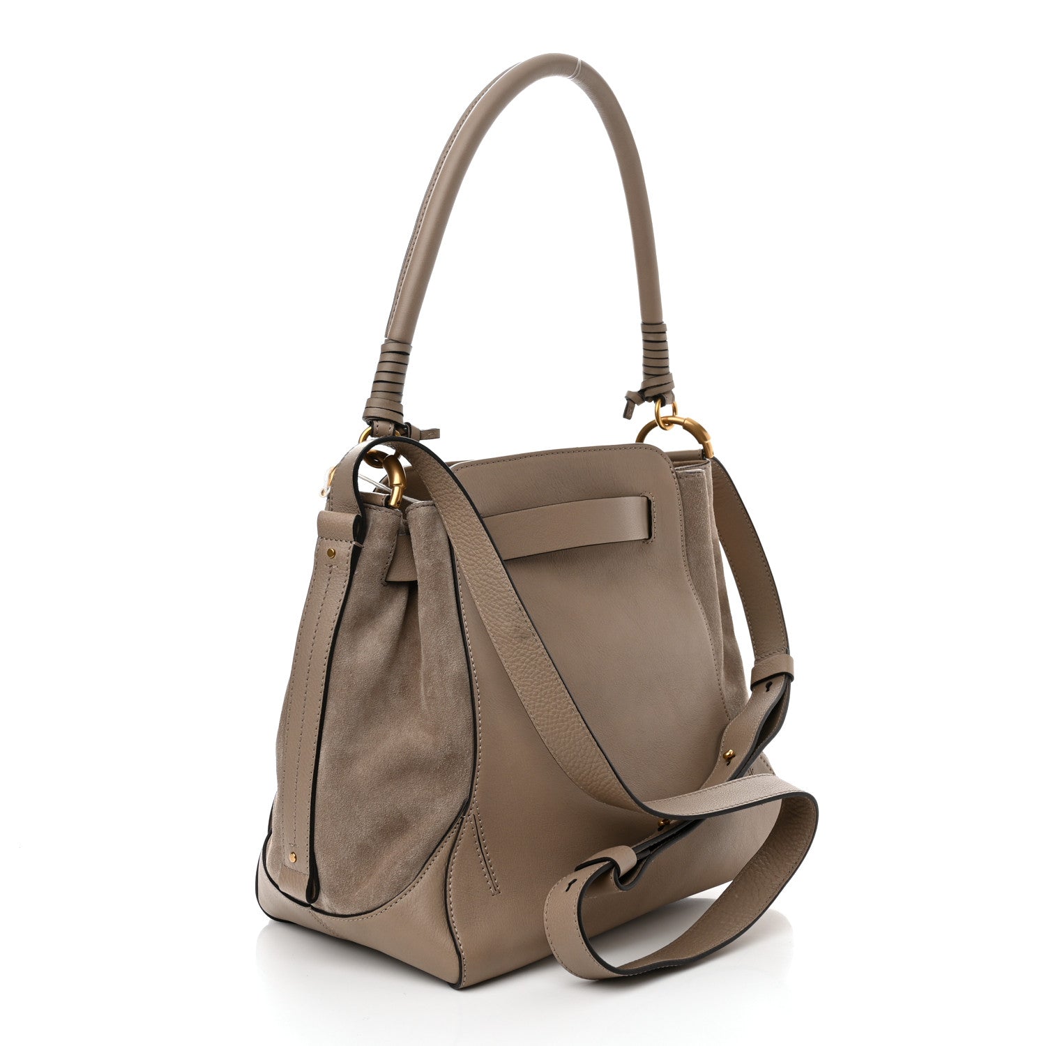 Chloe Suede Calfskin Medium Owen Bucket Bag Motty Grey 3 of 11