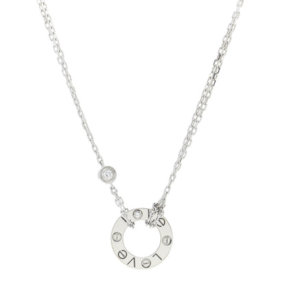 Cartier 18K White Gold 2 Diamond LOVE Necklace 4 of 7