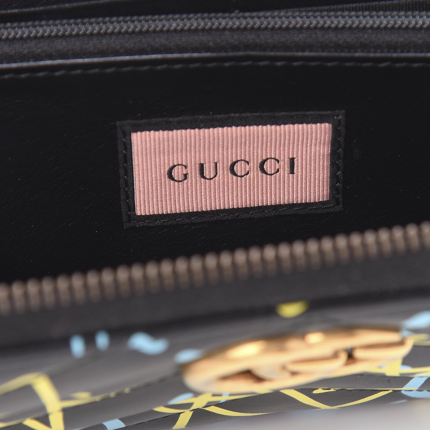 Gucci Calfskin Matelasse GucciGhost GG Marmont Zip Around Wallet Black New Acquamarine 8 of 10