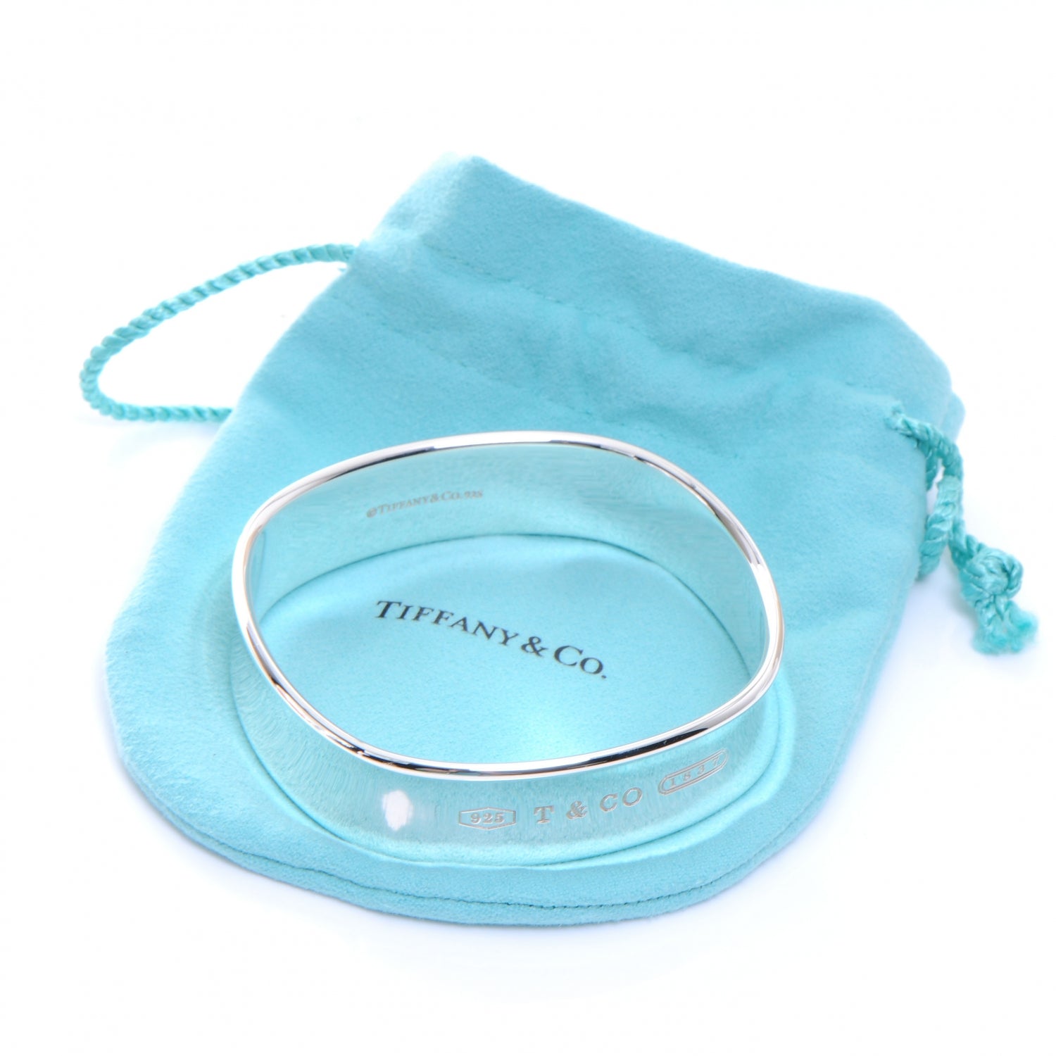 Tiffany Sterling Silver 1837 Cushion Bangle Bracelet 5 of 5