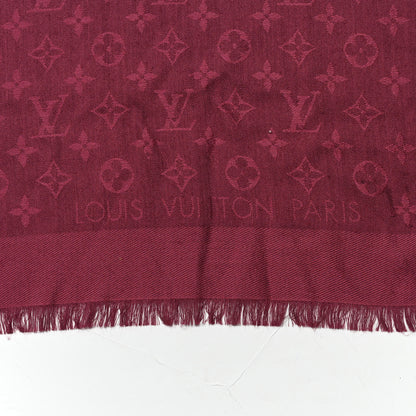Louis Vuitton Silk Wool Monogram Shawl Wine Red 2 of 3