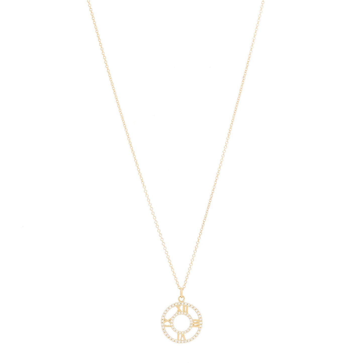 18K Yellow Gold Diamond Small Atlas Open Pave Pendant Necklace