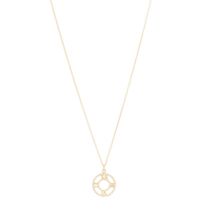 Tiffany 18K Yellow Gold Diamond Small Atlas Open Pave Pendant Necklace 1 of 6