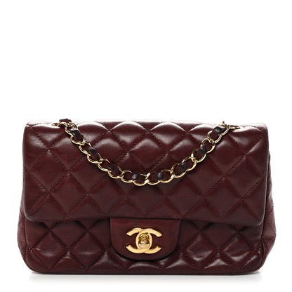 Chanel Lambskin Quilted Mini Rectangular Flap Burgundy 1 of 13