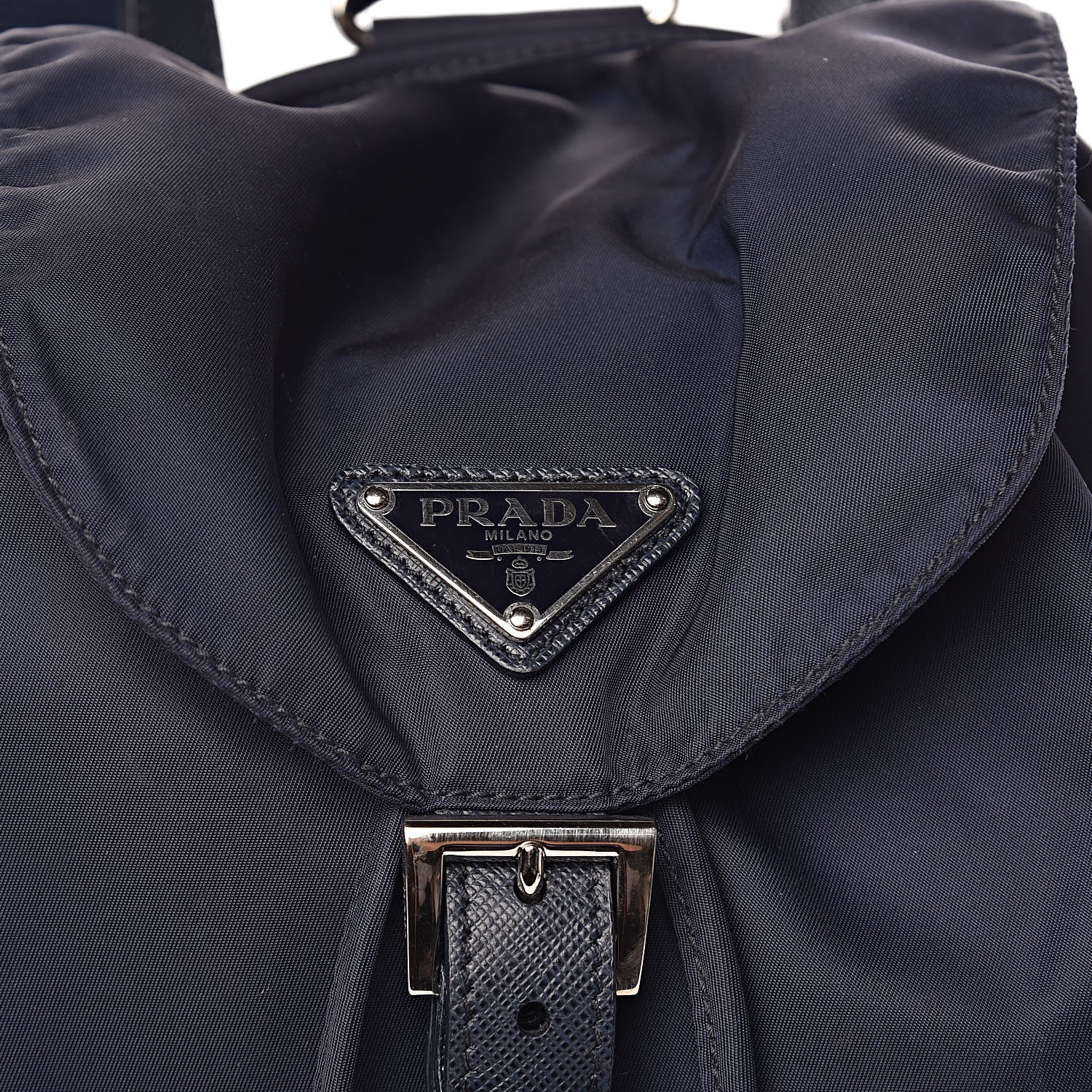 Prada Nylon Vela Saffiano Medium Cinch Backpack Baltico 13 of 13