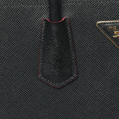 Prada Saffiano Cuir Medium Double Bag Black Fuoco 11 of 12