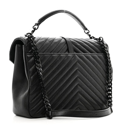 Saint Laurent Sheepskin Matelasse Chevron Monogram Monochrome Large College Satchel Black 3 of 10