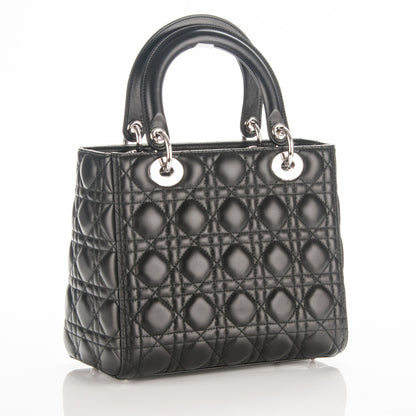 Christian Dior Lambskin Cannage Medium Lady Dior Black 3 of 7