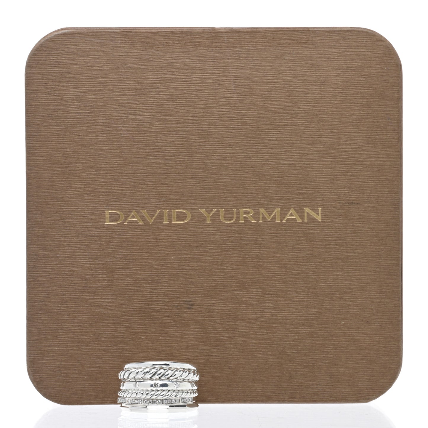 Sterling Silver Diamond 16mm Stax Wide Stacked Ring 58 8.25