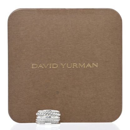 David Yurman Sterling Silver Diamond 16mm Stax Wide Stacked Ring 58 8.25 5 of 5
