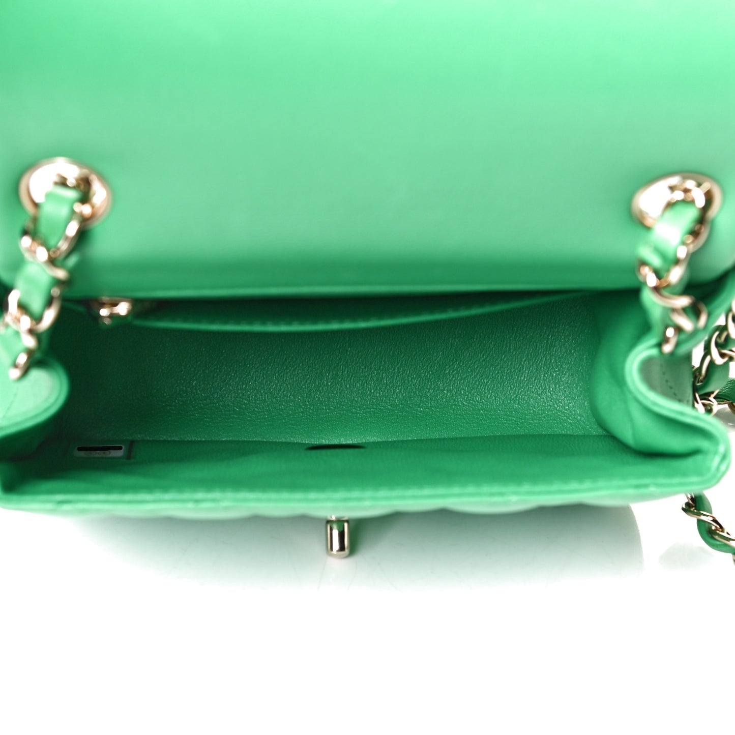 Lambskin Quilted Mini Square Flap Green