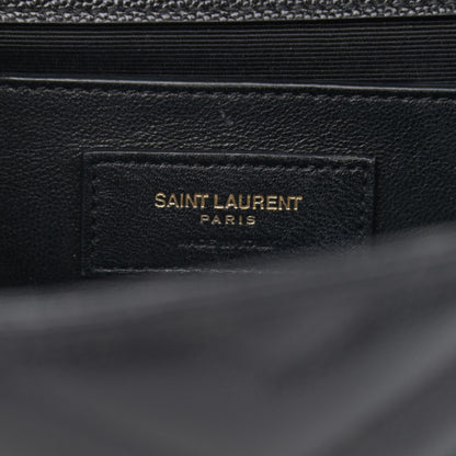 Saint Laurent Grain De Poudre Matelasse Chevron Medium Monogram Satchel Black 5 of 11