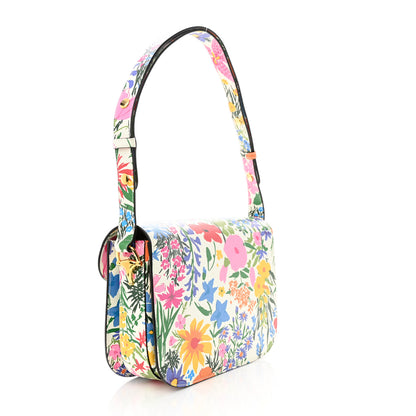 Gucci X KEN SCOTT New Shangai Calfskin Jardin D'Avril Floral Print Horsebit 1955 Shoulder Bag Ivory Pink Wild Rose 3 of 11