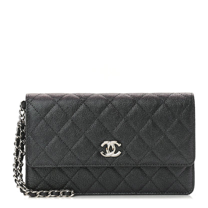 Chanel Iridescent Caviar Quilted Classic Pouch Clutch Black 1 of 13