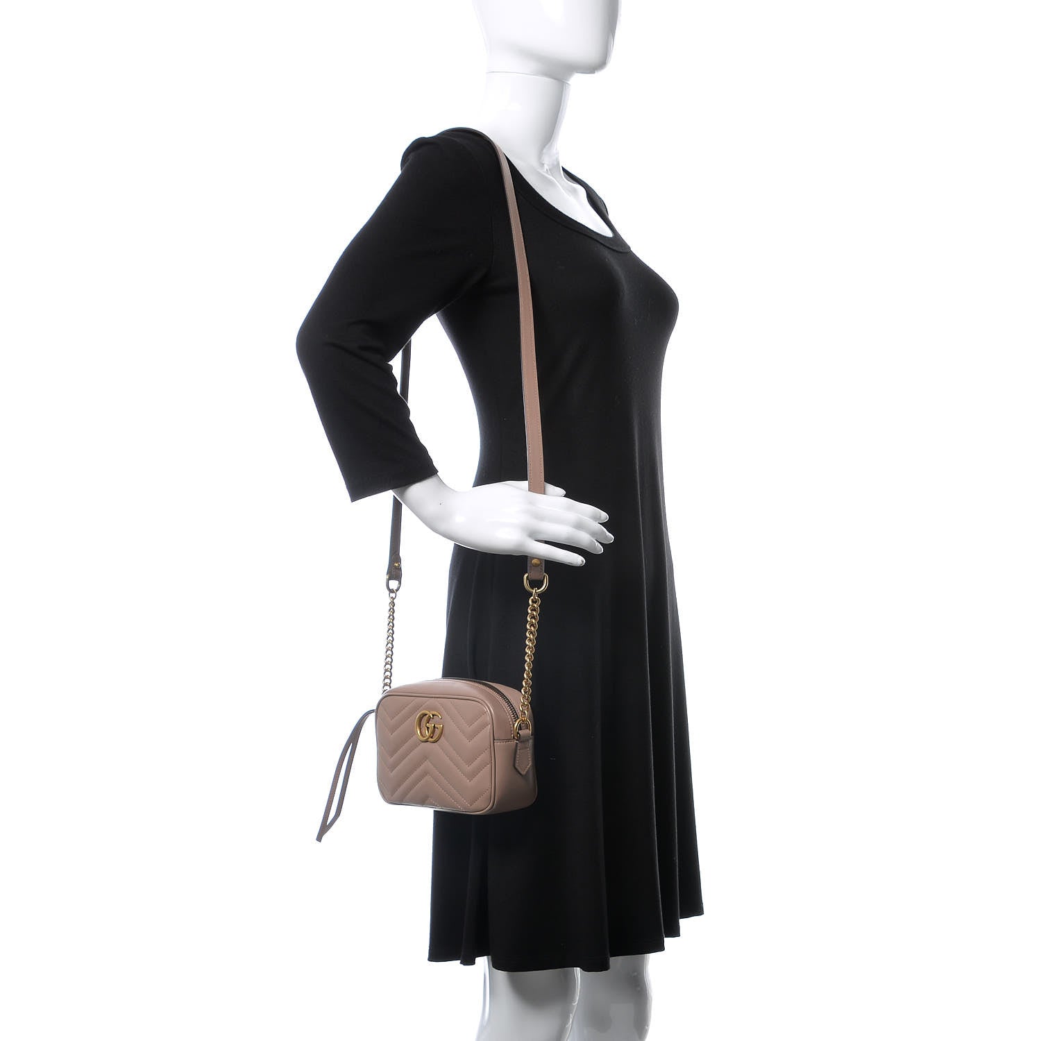 Gucci Calfskin Matelasse Mini GG Marmont Chain Shoulder Bag Porcelain Rose 2 of 8