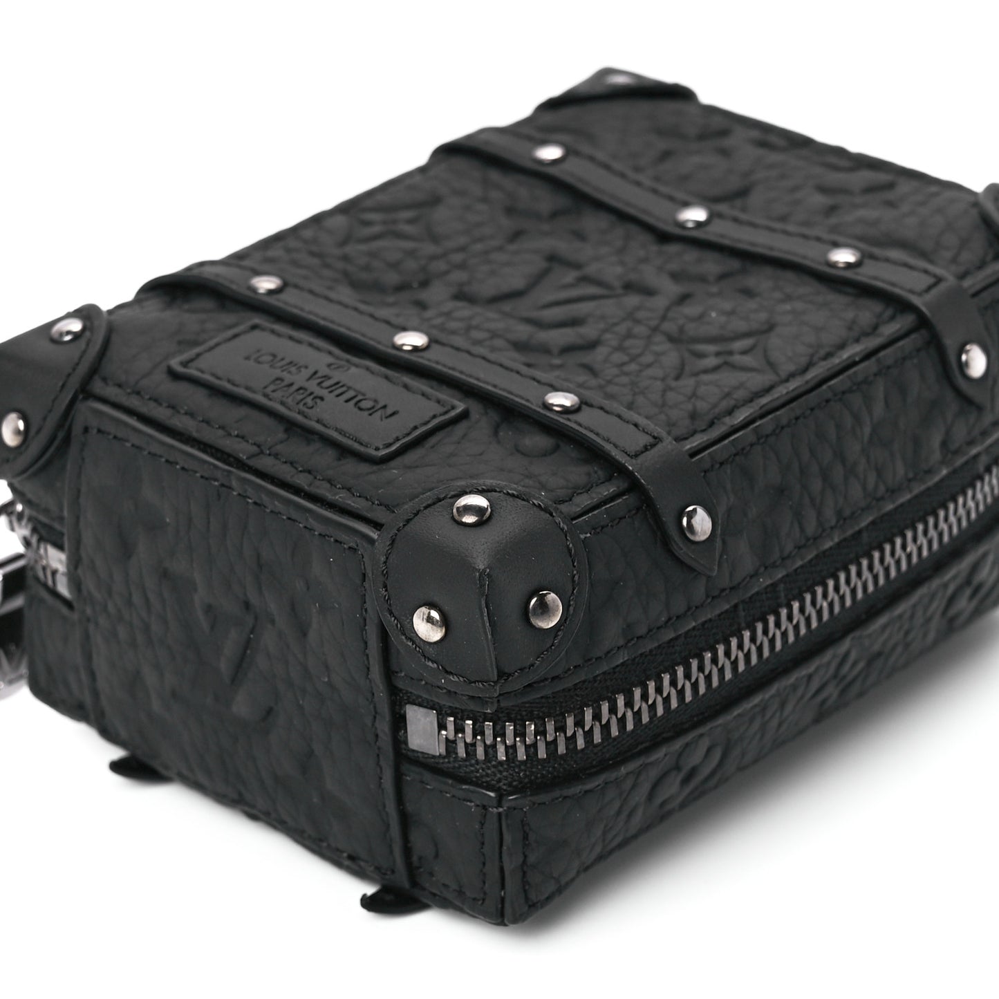 Monogram Taurillon Soft Trunk Backpack Pouch Bag Charm Key Ring Black